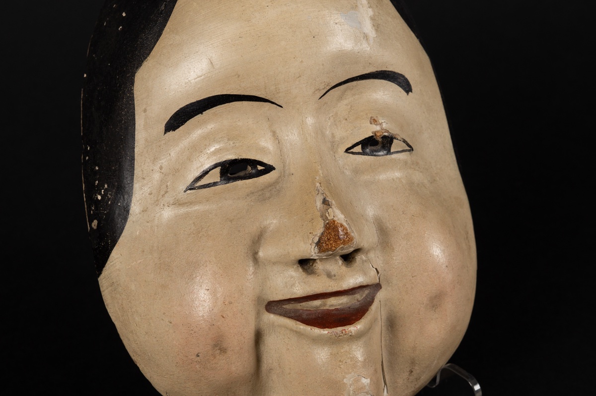 Polychrome Okame Mask, Japan, 19th-20th Centuries-photo-3