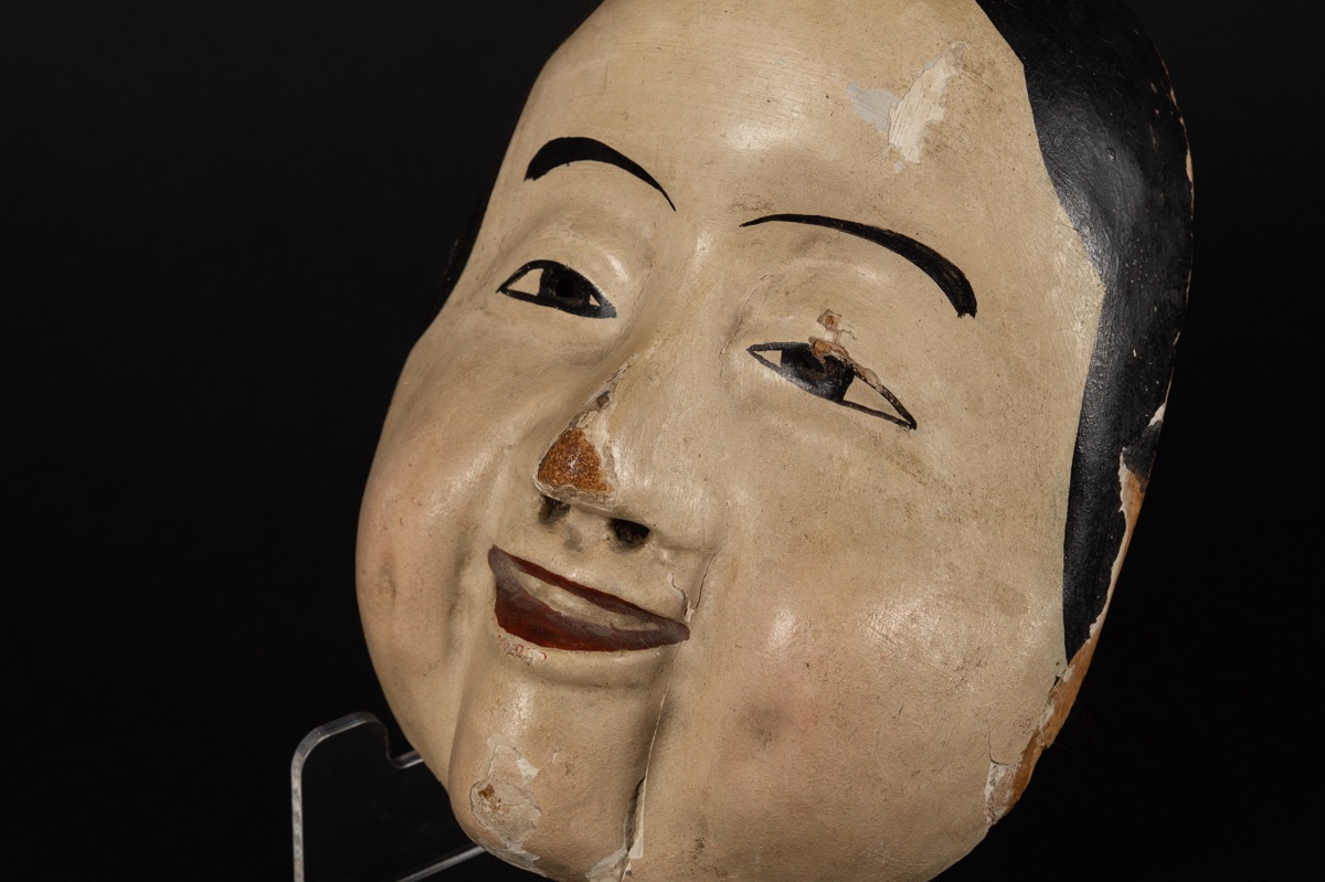 Polychrome Okame Mask, Japan, 19th-20th Centuries-photo-4