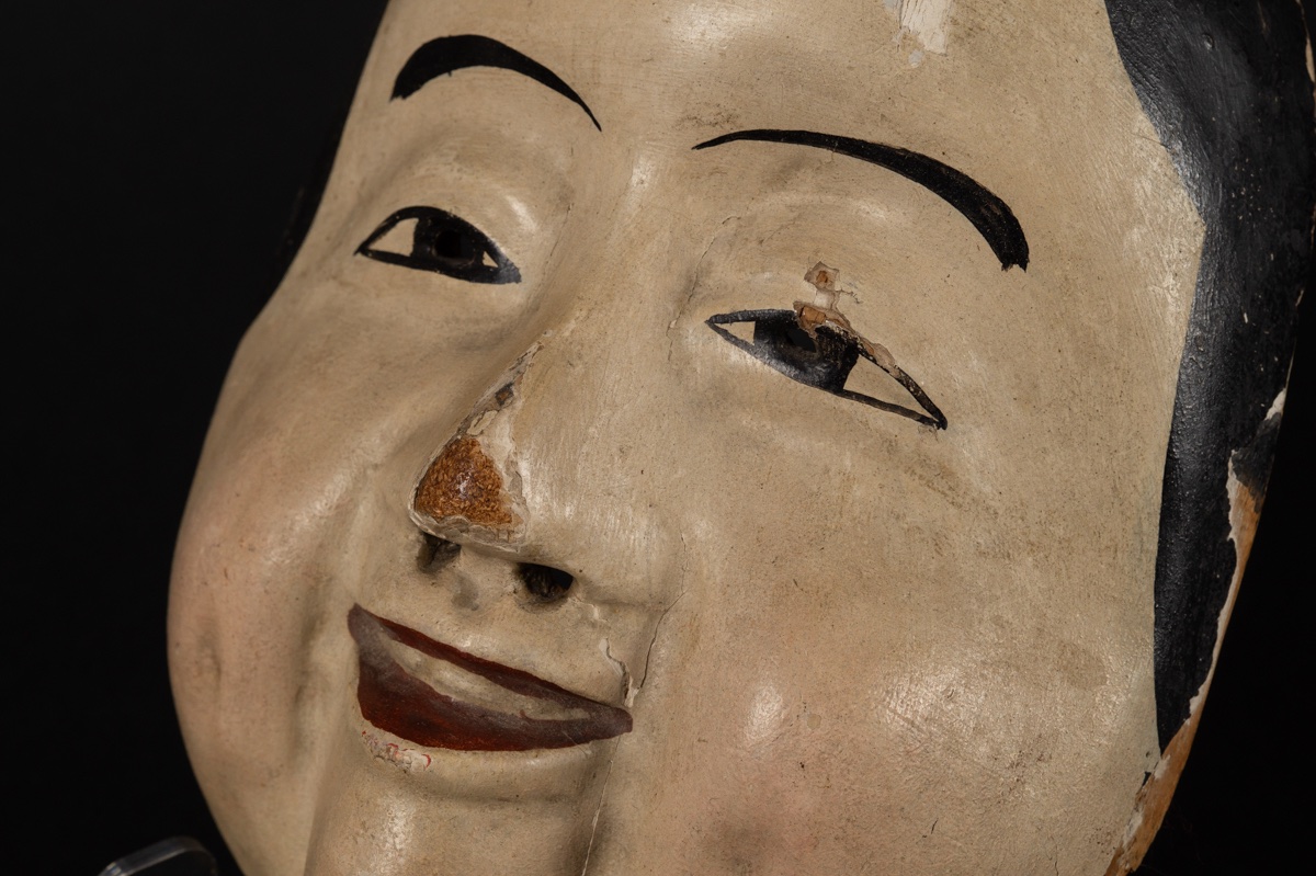 Polychrome Okame Mask, Japan, 19th-20th Centuries-photo-5
