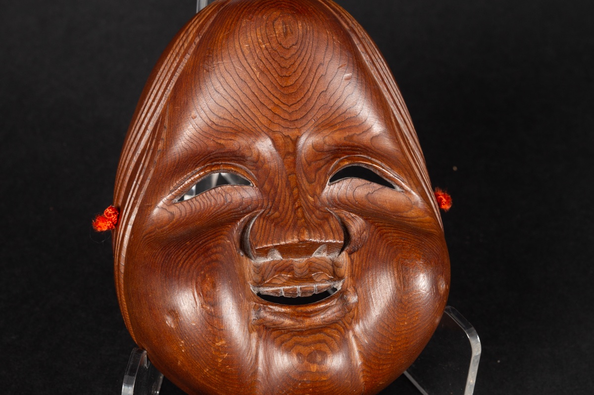 Okame Mask, Wood, Japan, 19th-20th Century.-photo-2