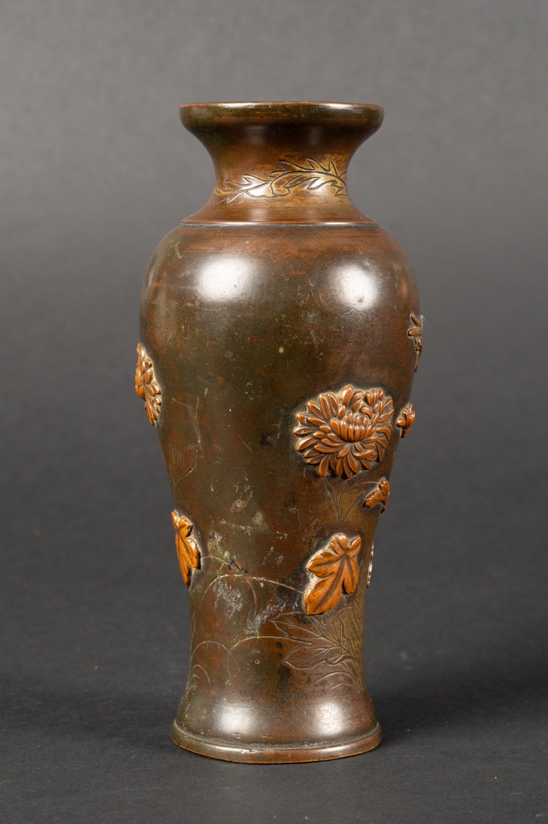 Vase avec libellule, bronze et cuivre, Japon, ère Meiji (1868-1912).  -photo-4