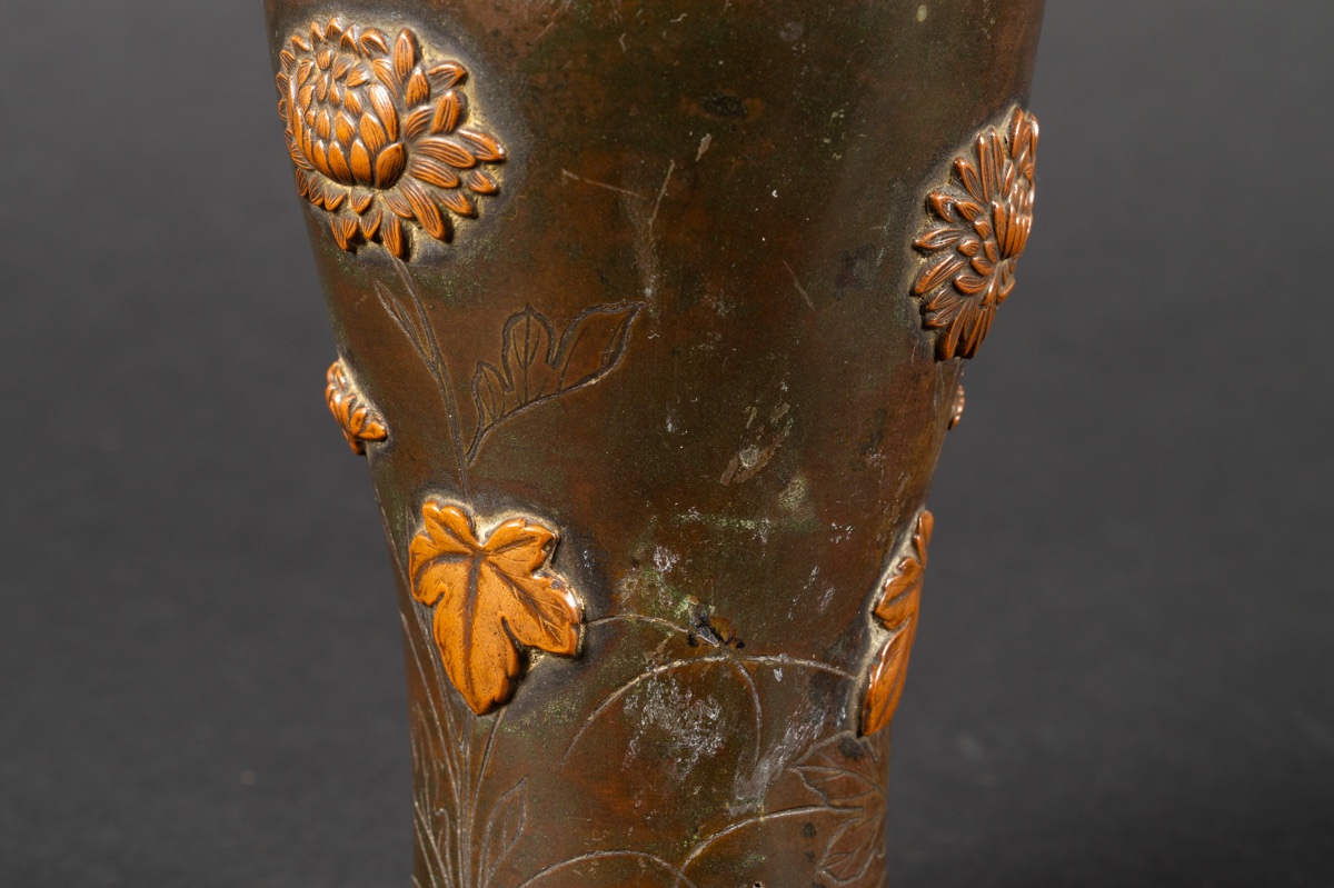 Vase avec libellule, bronze et cuivre, Japon, ère Meiji (1868-1912).  -photo-8
