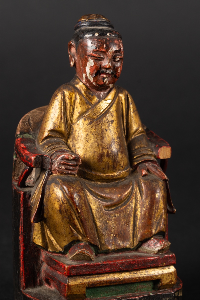 Sage On A Throne, Gilded Wood, China, Qing Dynasty, 19th Century.  -photo-1