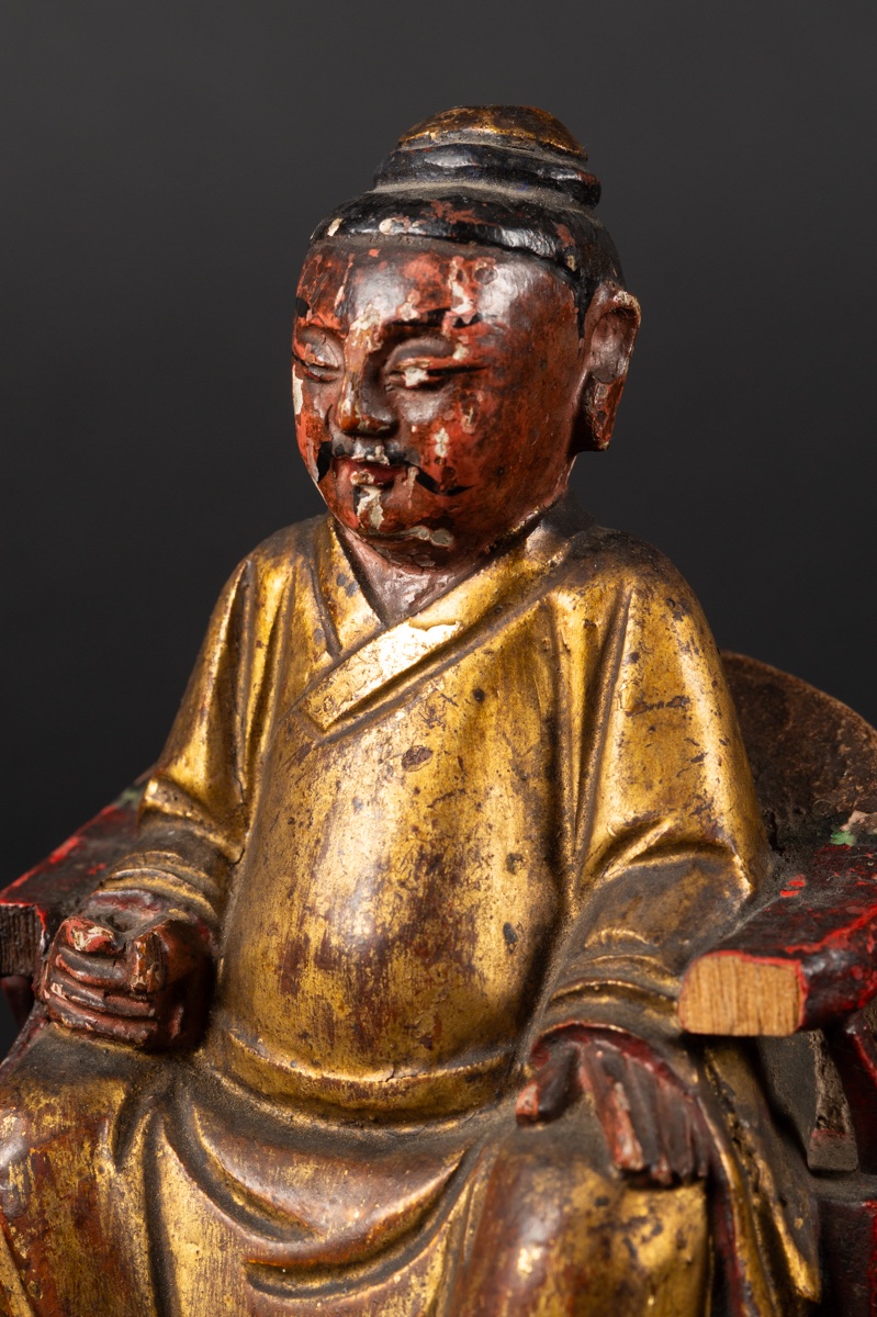 Sage On A Throne, Gilded Wood, China, Qing Dynasty, 19th Century.  -photo-2