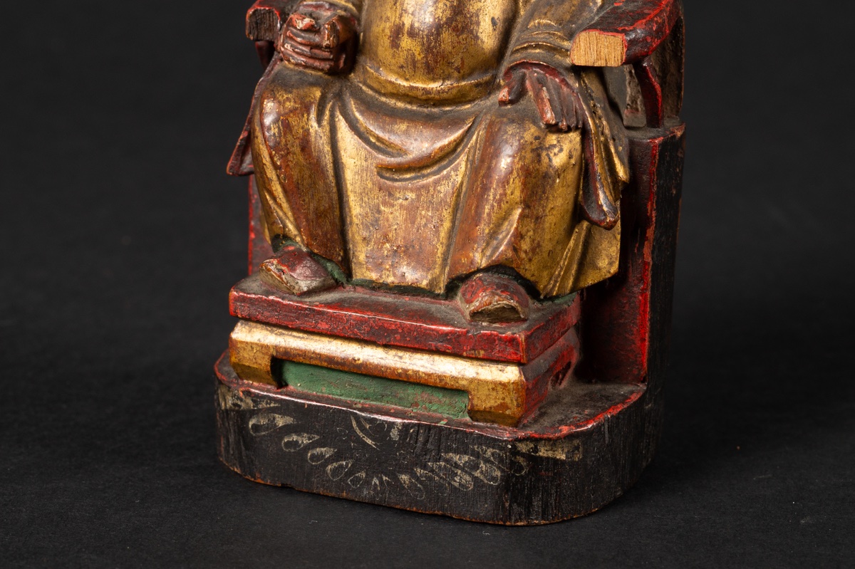 Sage On A Throne, Gilded Wood, China, Qing Dynasty, 19th Century.  -photo-3