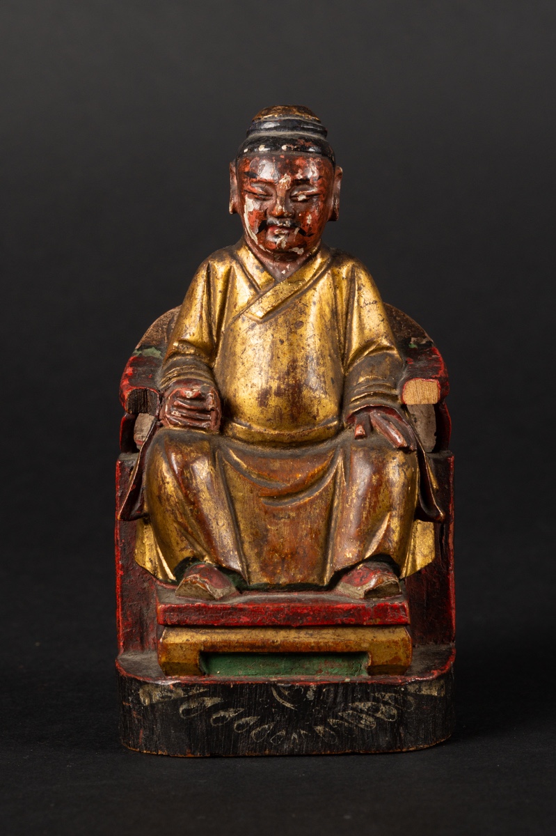 Sage On A Throne, Gilded Wood, China, Qing Dynasty, 19th Century.  
