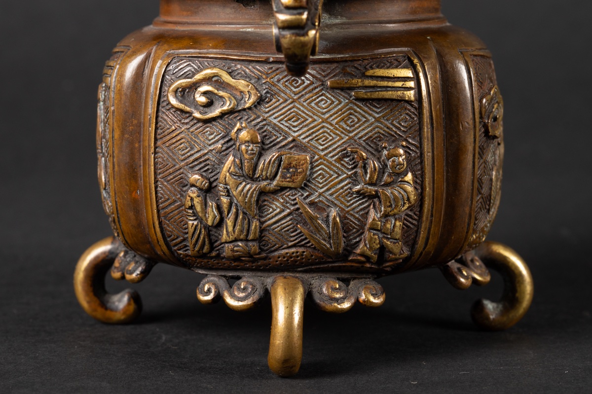 Brûle-parfum avec chien Foo, signature Xuande, Chine, dynastie Qing, XIXe siècle.  -photo-5