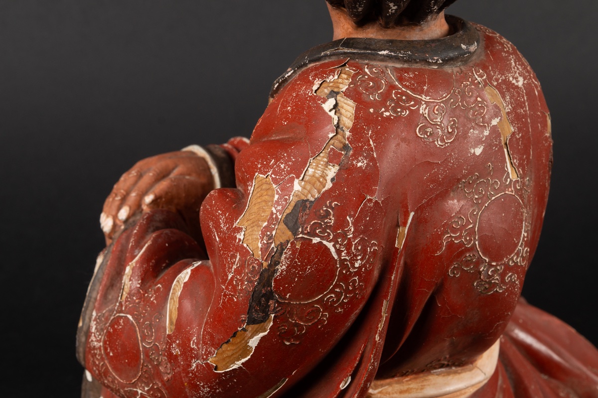 Moine bouddhiste ? bois polychrome, Japon, période Edo - Meiji, XIXe siècle. -photo-7