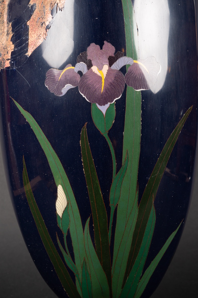 Grand vase en cloisonné avec fleurs, Japon, ère Meiji (1868-1912).  -photo-6