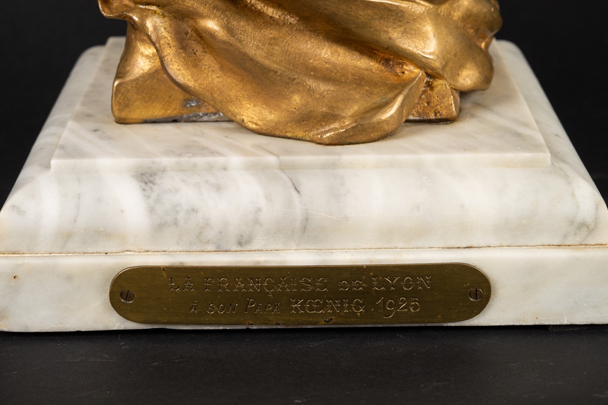 Buste de femme, Henri Allouard (1844 - 1929), bronze doré, France, début du XXe siècle.-photo-7