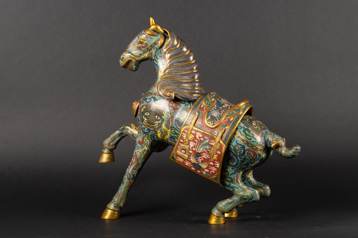 Grand cheval en cloisonné, Chine, début du XXe siècle. -photo-3
