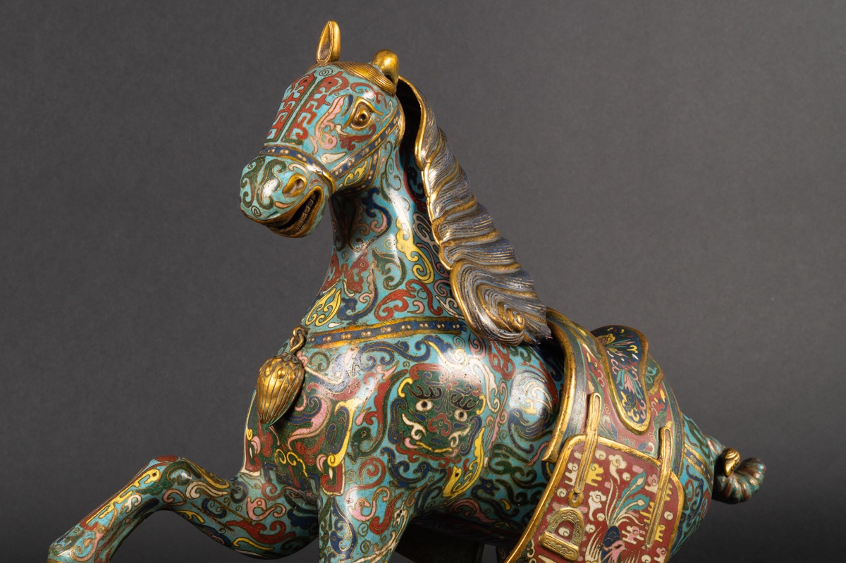 Grand cheval en cloisonné, Chine, début du XXe siècle. -photo-2