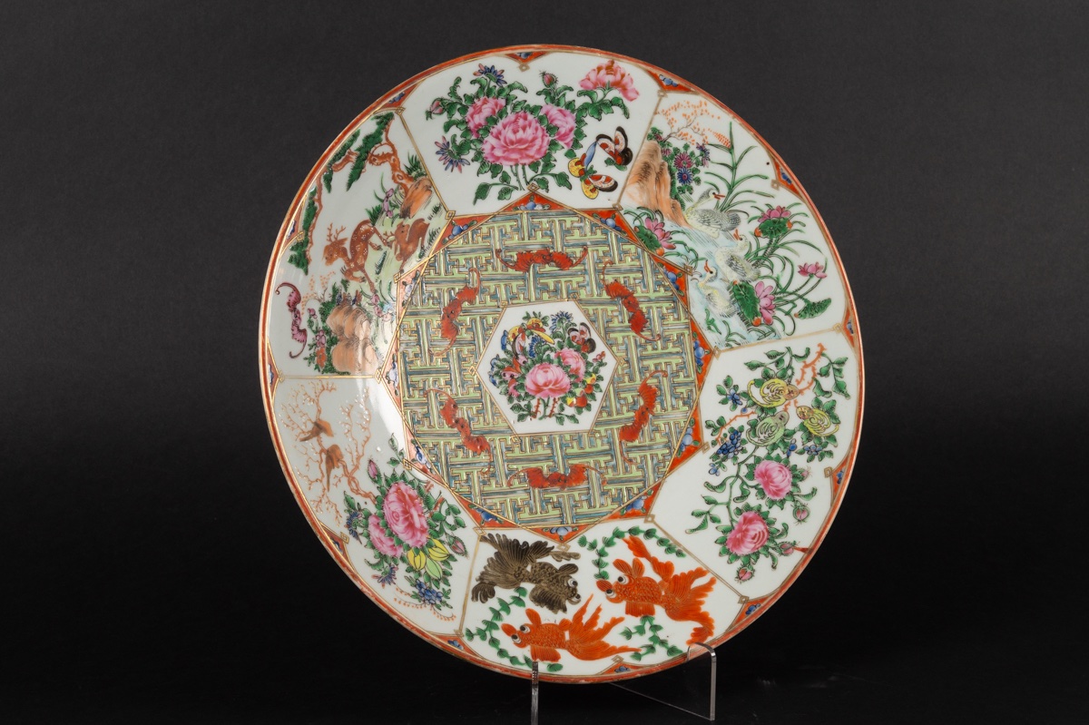 Plat famille rose, rose canton, Chine, dynastie Qing, XIXe siècle.  -photo-2