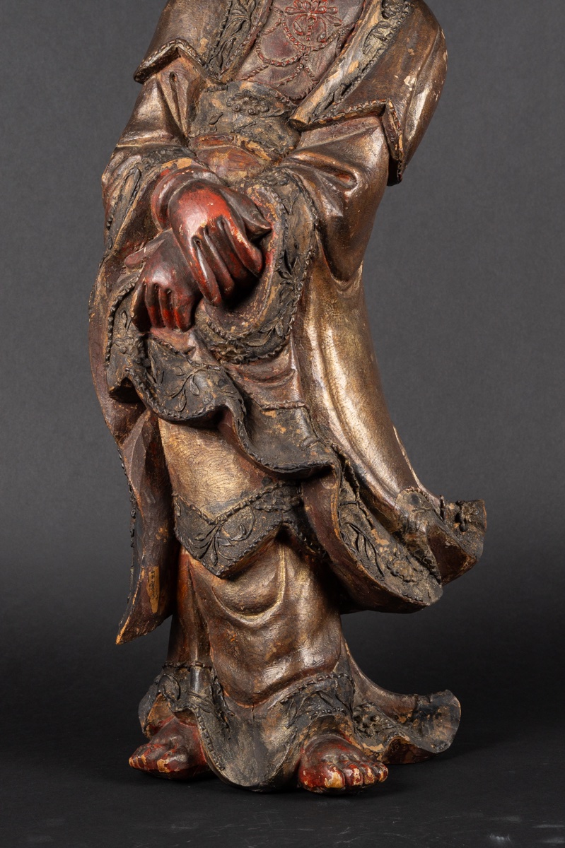 Guanyin, bois polychrome, Chine, dynastie Qing (1644-1912).  -photo-2