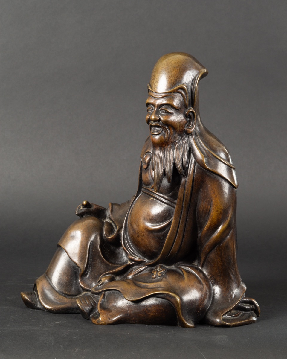 Chinese Sage, Bronze, China, Qing Dynasty, 19th Century.-photo-3