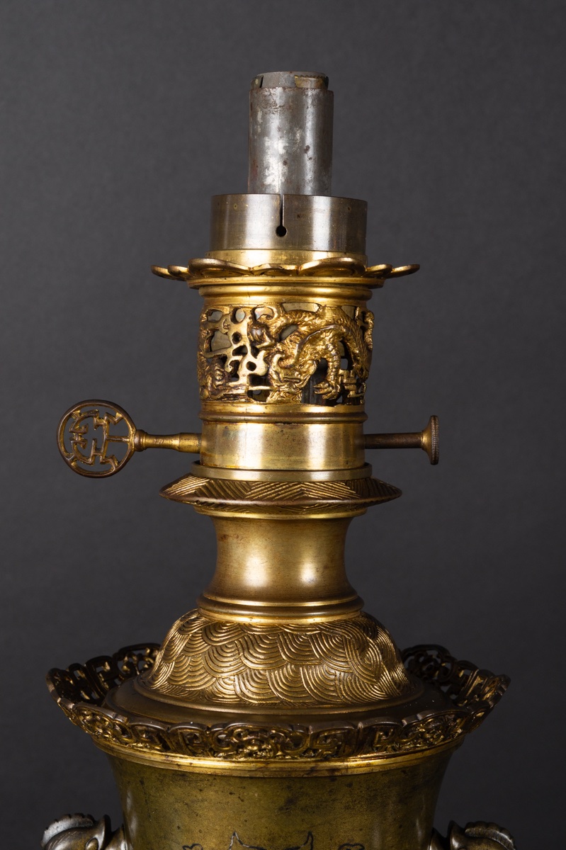 Paire de lampes en bronze incrusté, Susse Frères, Japon, France, 2e moitié du XIXe siècle.  -photo-5