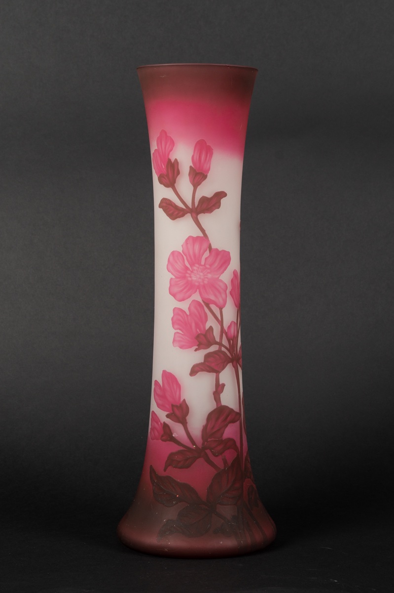 Vase With Flowers, Charles Vessière, Nancy, Early 20th Century.  