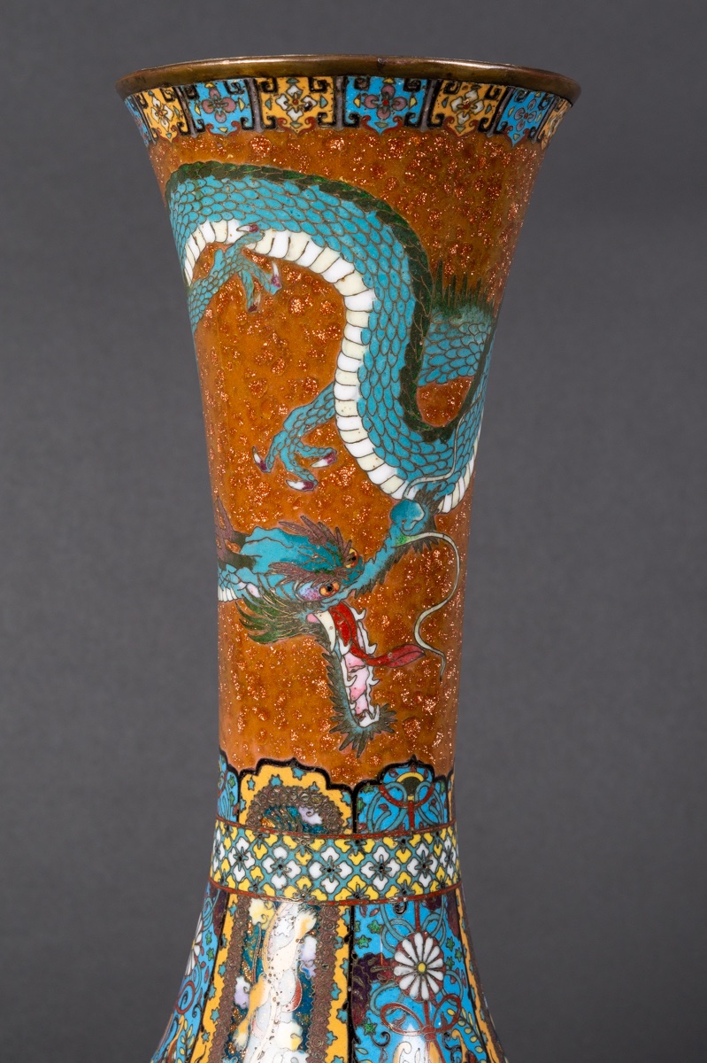 Vase With A Dragon, Cloisonné, Japan, Meiji Period (1868–1912).  -photo-1