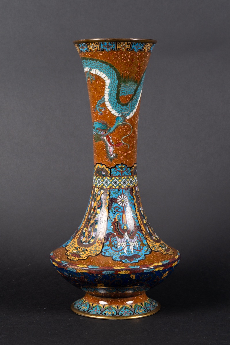 Vase With A Dragon, Cloisonné, Japan, Meiji Period (1868–1912).  