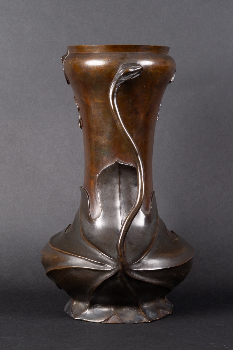 Grand vase, bronze, signé, Japon, époque Meiji (1868-1912).-photo-2
