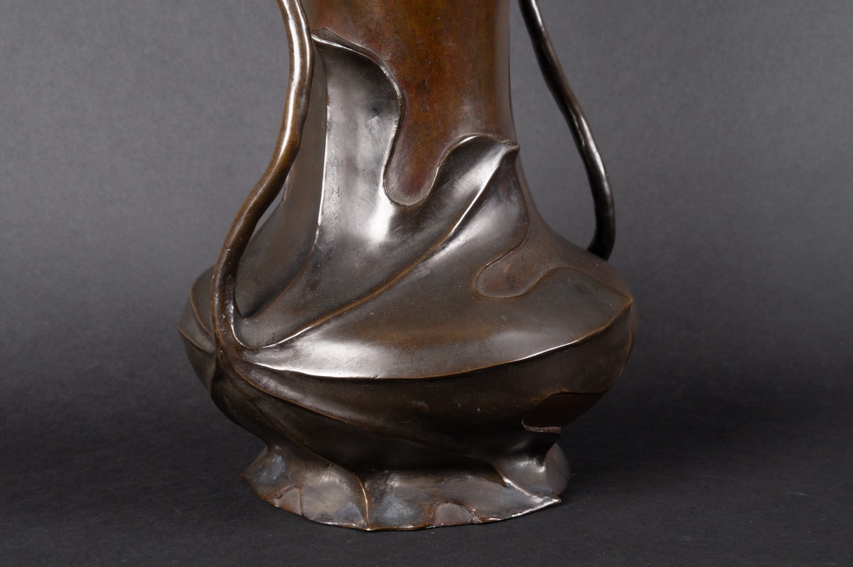Grand vase, bronze, signé, Japon, époque Meiji (1868-1912).-photo-5