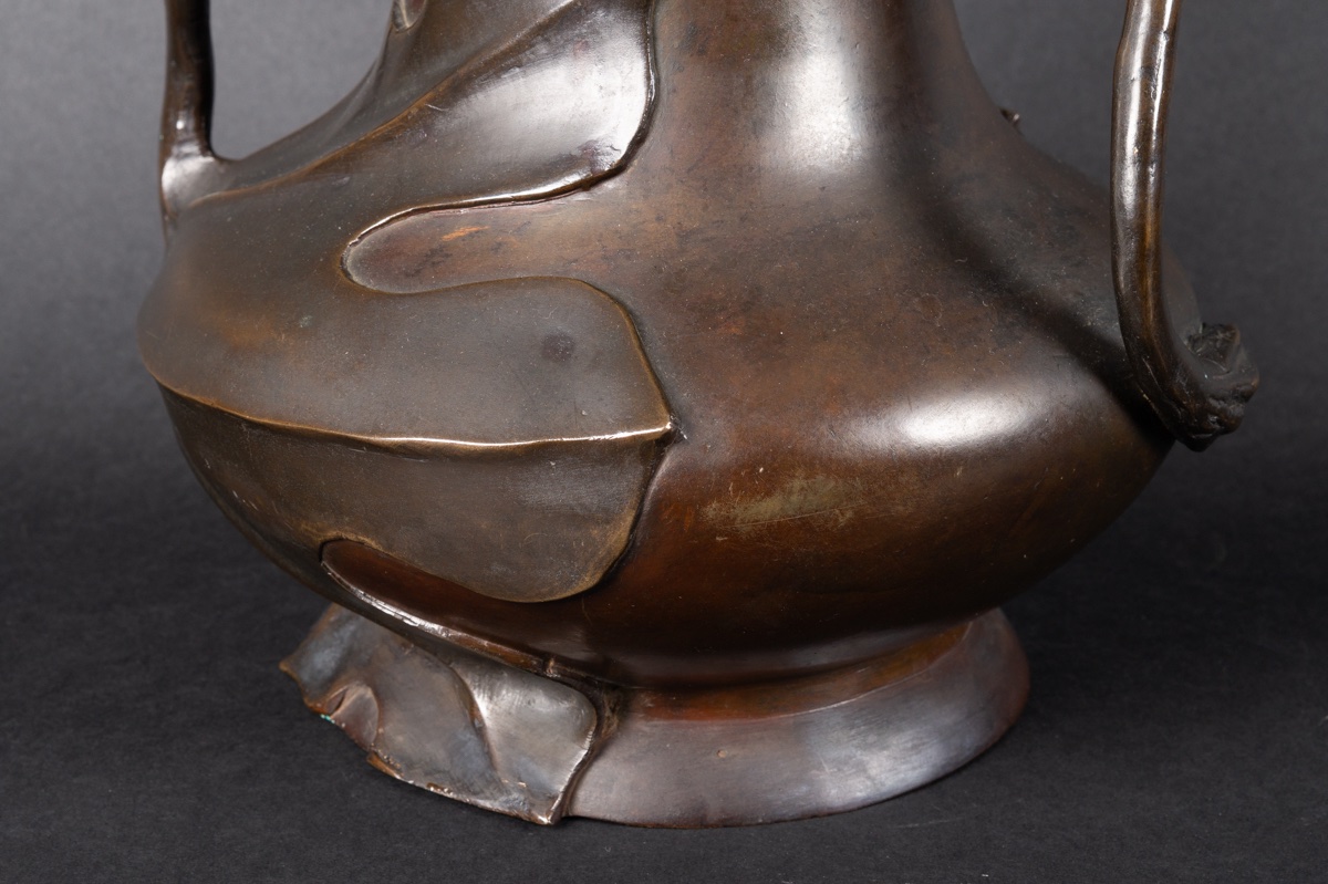 Grand vase, bronze, signé, Japon, époque Meiji (1868-1912).-photo-6