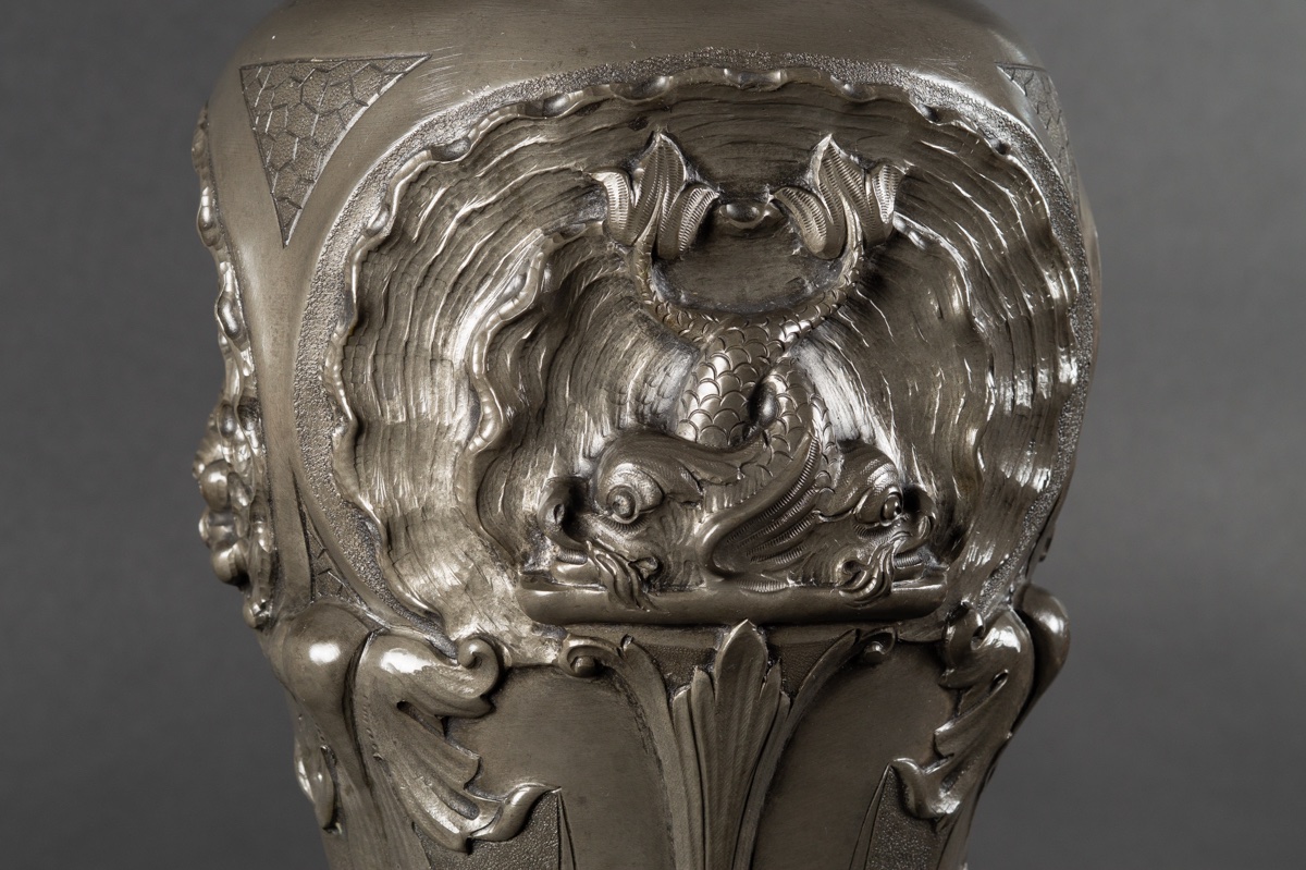 Grand vase, Art nouveau, étain, André Villien, Paris, début du XXe siècle. -photo-4