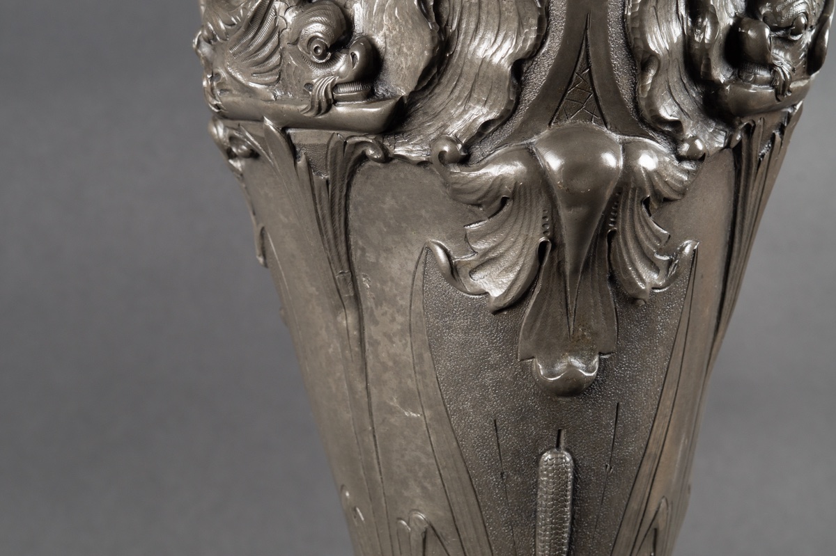 Grand vase, Art nouveau, étain, André Villien, Paris, début du XXe siècle. -photo-5