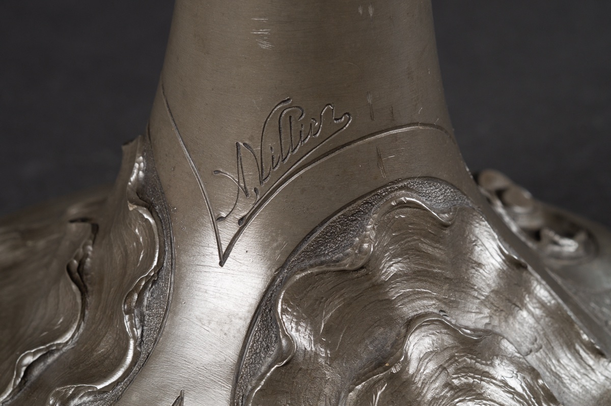 Grand vase, Art nouveau, étain, André Villien, Paris, début du XXe siècle. -photo-6