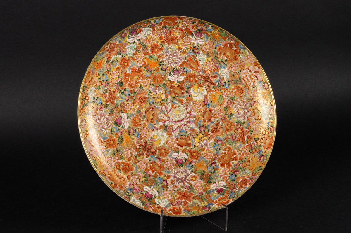 Plate Decorated With One Hundred Flowers, Gyokuzan, Satsuma, Japan, Meiji Era, Late 19th Century.  -photo-2