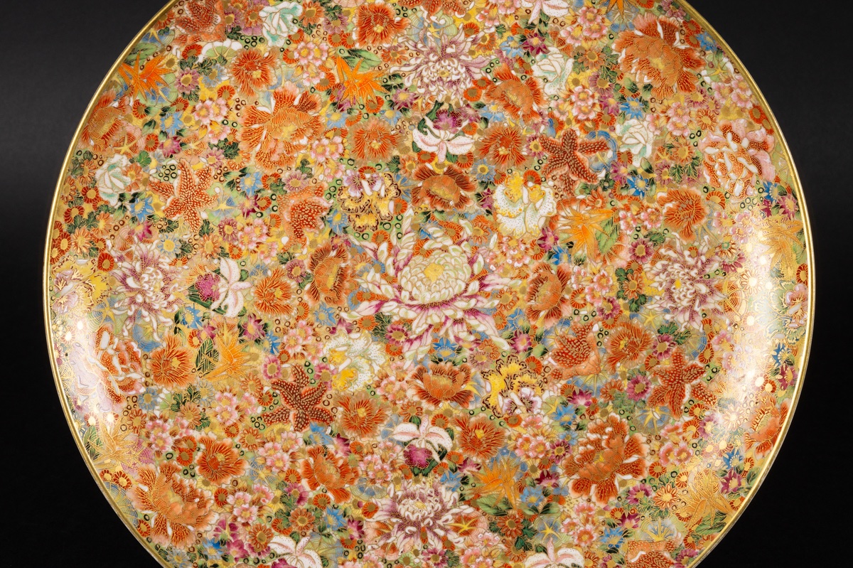 Plate Decorated With One Hundred Flowers, Gyokuzan, Satsuma, Japan, Meiji Era, Late 19th Century.  -photo-3