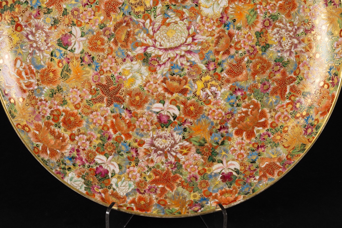 Plate Decorated With One Hundred Flowers, Gyokuzan, Satsuma, Japan, Meiji Era, Late 19th Century.  -photo-1