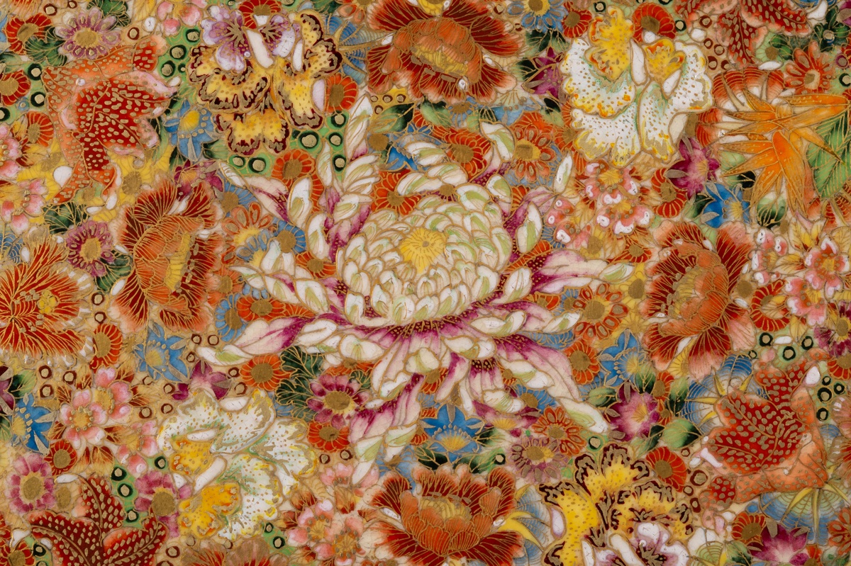 Plate Decorated With One Hundred Flowers, Gyokuzan, Satsuma, Japan, Meiji Era, Late 19th Century.  -photo-2