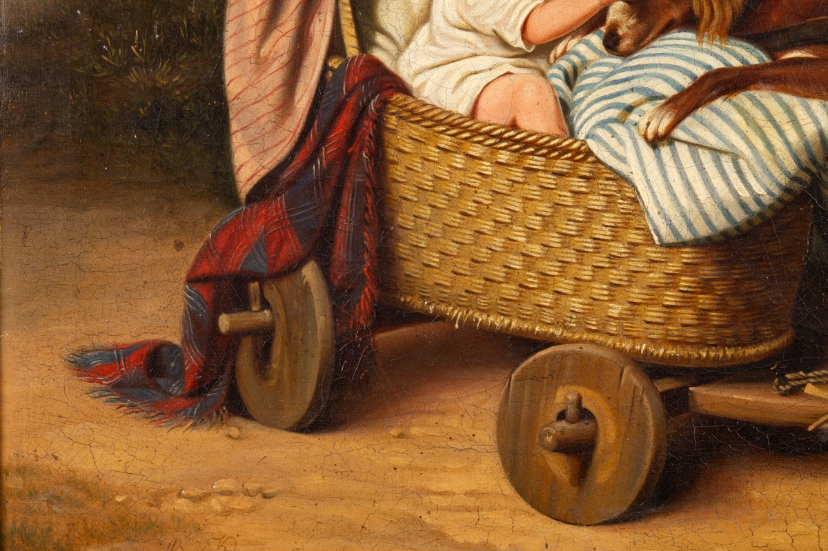 Child In A Pram With A Dog, Monogram B. V. K., 1843, Germany, Biedermeier Period.   -photo-8