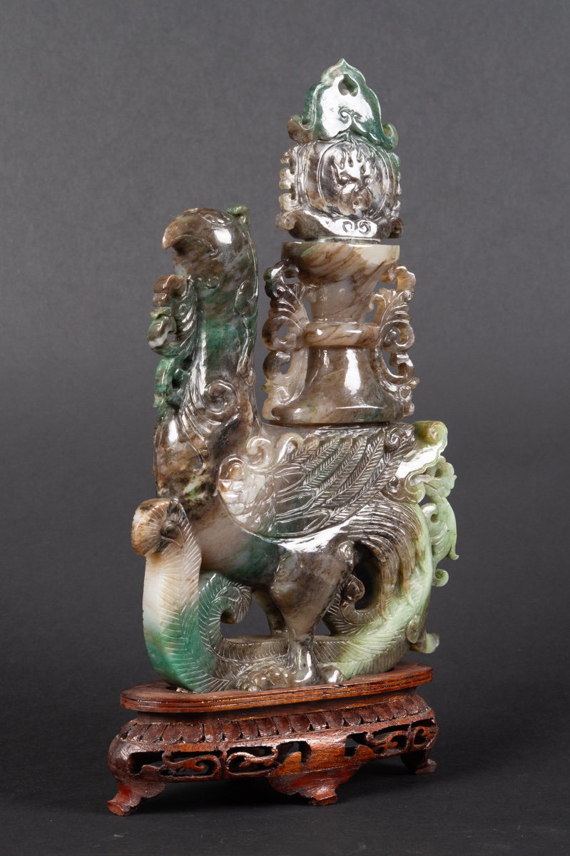 Phoenix With A Vase, Jade, China, First Half Of The 20th Century  -photo-2