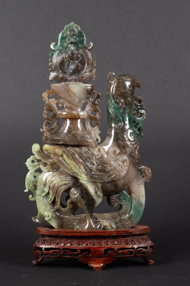 Phoenix With A Vase, Jade, China, First Half Of The 20th Century  -photo-3