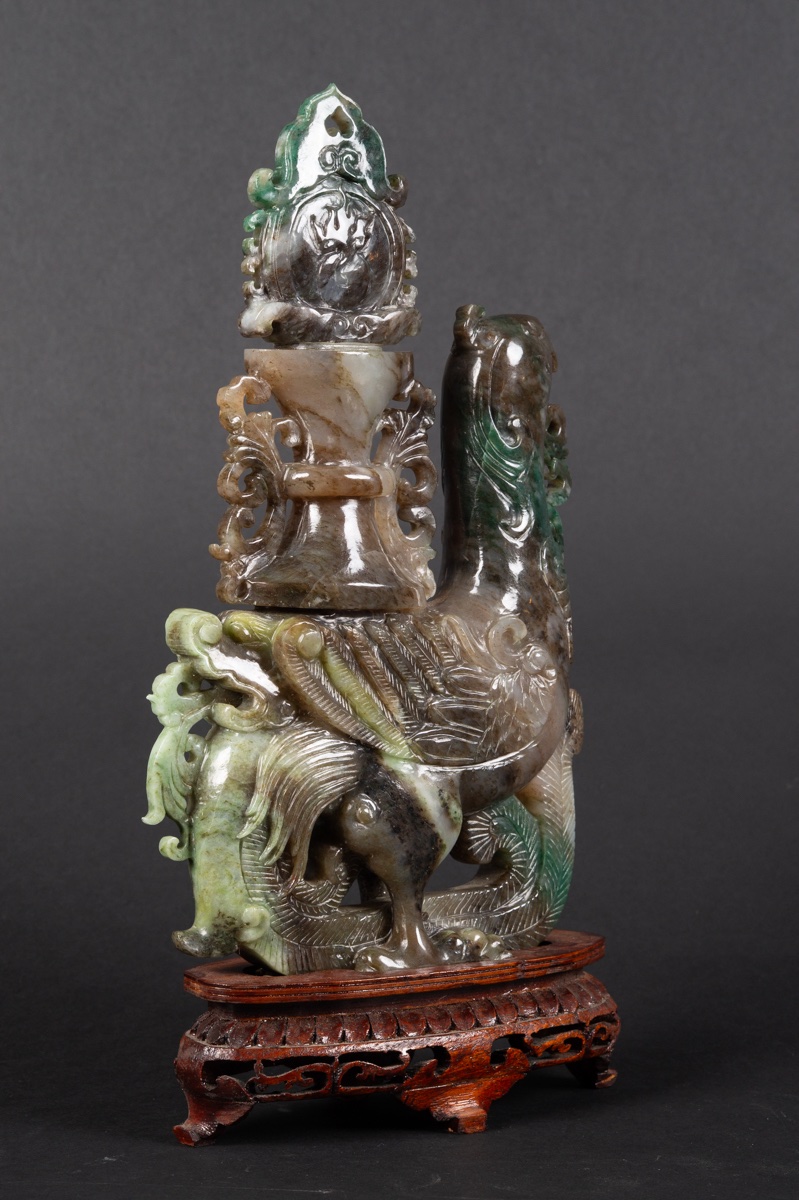 Phoenix With A Vase, Jade, China, First Half Of The 20th Century  -photo-4