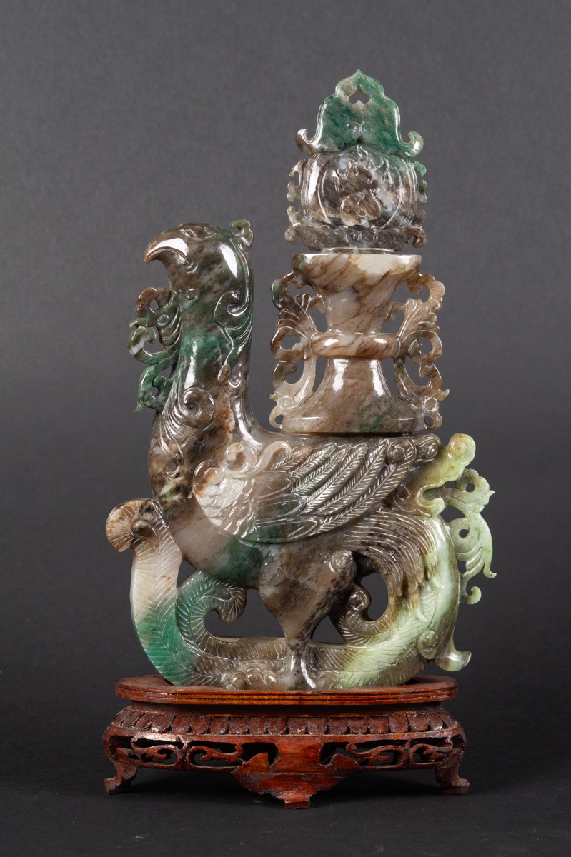 Phoenix With A Vase, Jade, China, First Half Of The 20th Century  