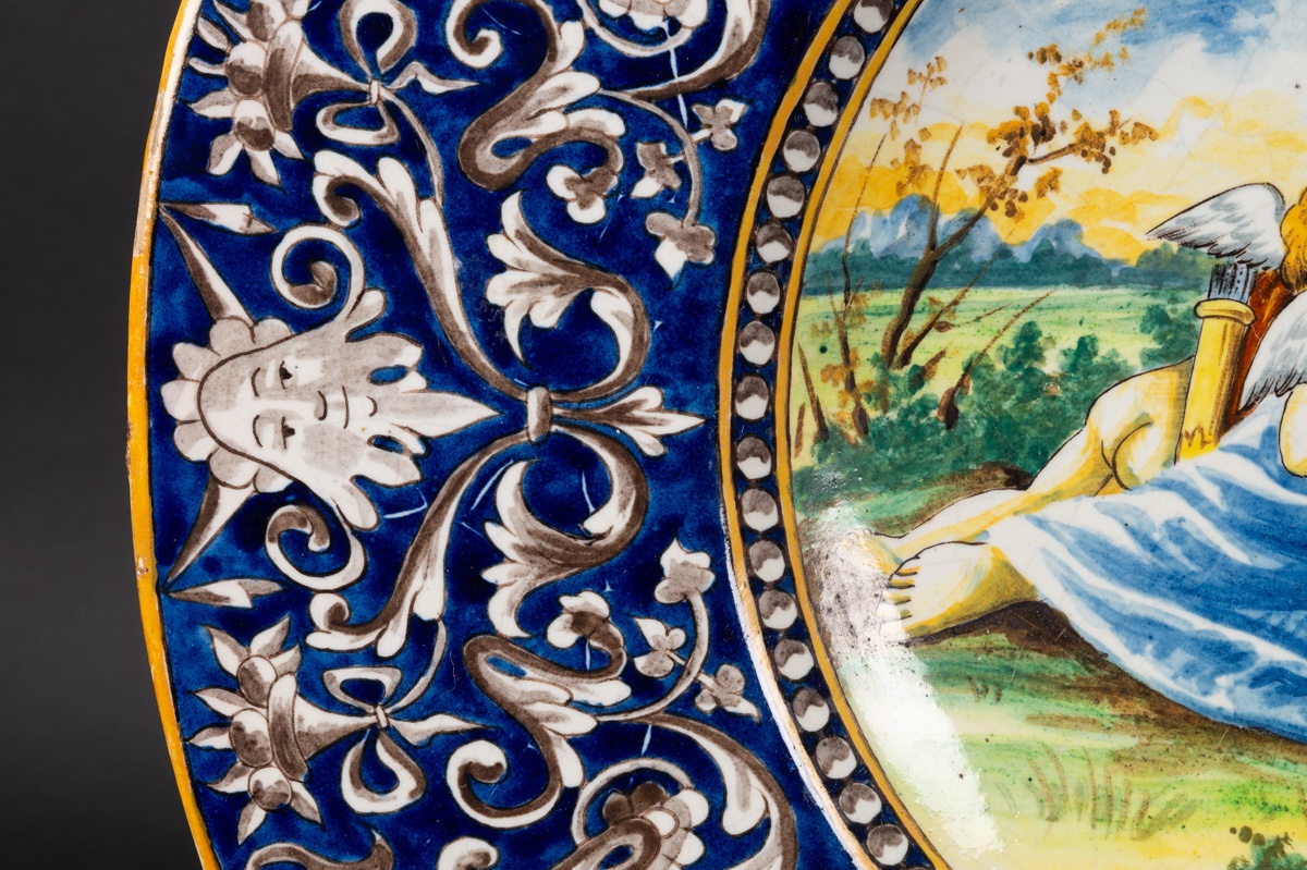 Plate - Venus And The Cupids, Majolica, Italy / France, 19th Century. -photo-5
