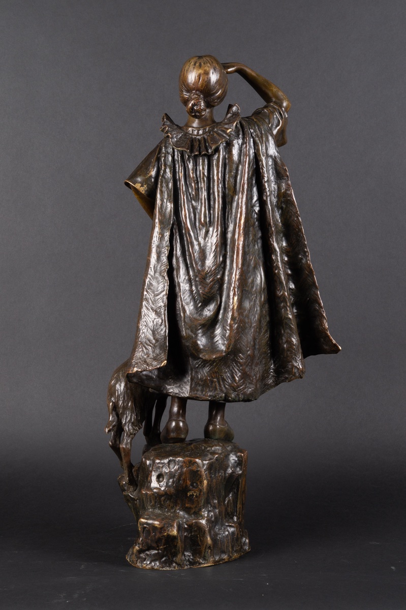 Bergère avec une chèvre, Louis Chalon (1866–1940), bronze, France, XIXe-XXe siècle-photo-4