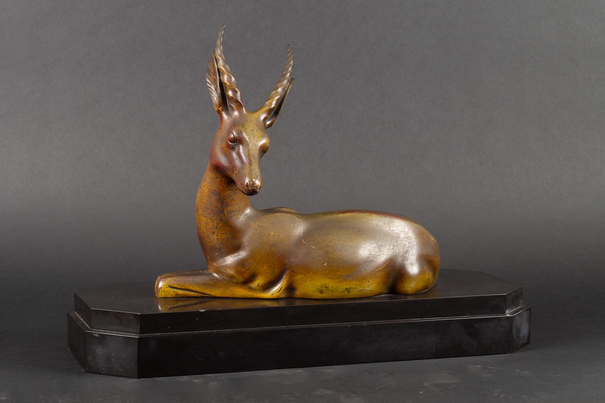 Gazelle - antilope couchée, Georges-Henri LAURENT (1880-1940), Art déco, France, années 20/30 -photo-2