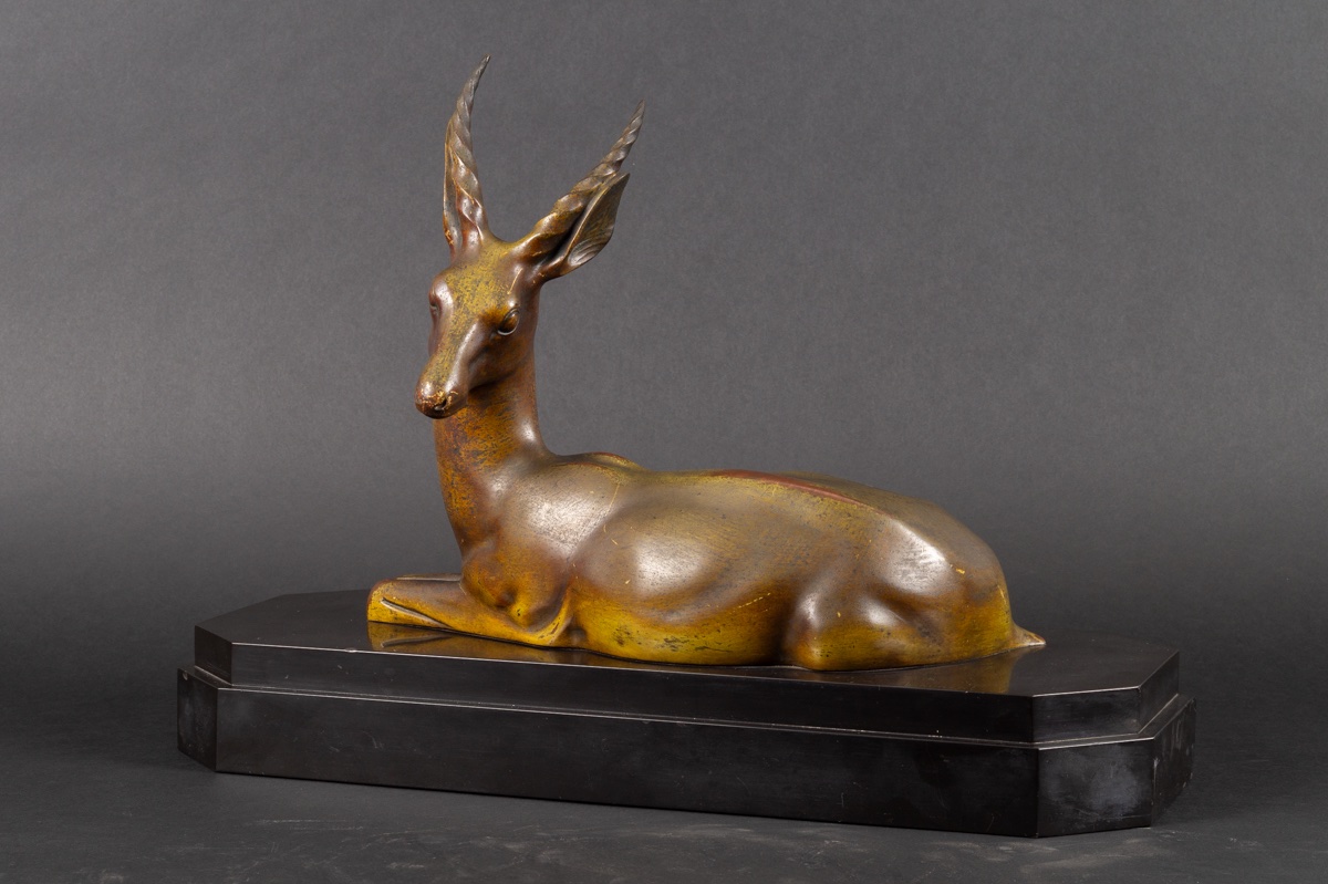 Gazelle - antilope couchée, Georges-Henri LAURENT (1880-1940), Art déco, France, années 20/30 -photo-3