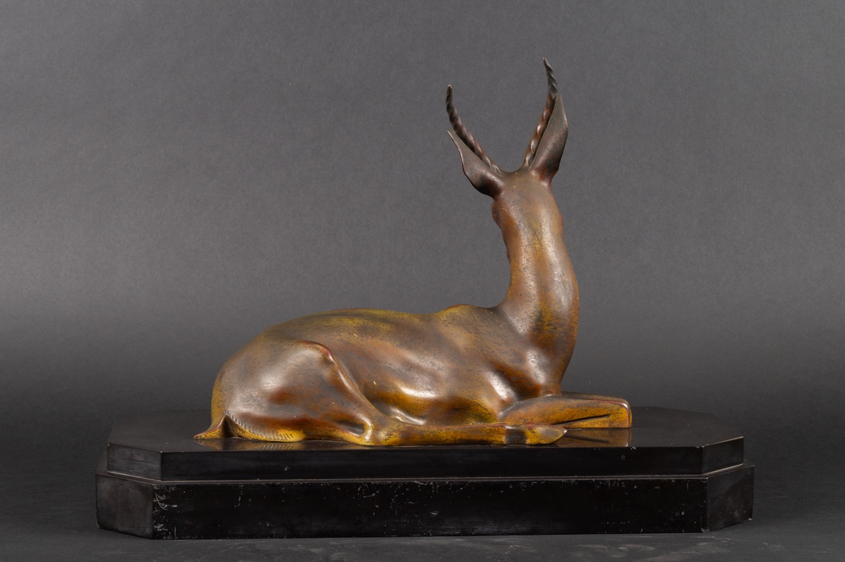 Gazelle - antilope couchée, Georges-Henri LAURENT (1880-1940), Art déco, France, années 20/30 -photo-4