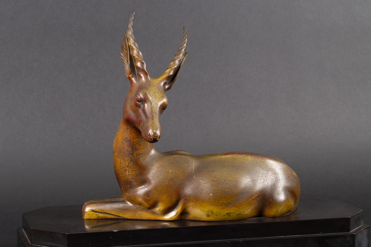 Gazelle - antilope couchée, Georges-Henri LAURENT (1880-1940), Art déco, France, années 20/30 -photo-2