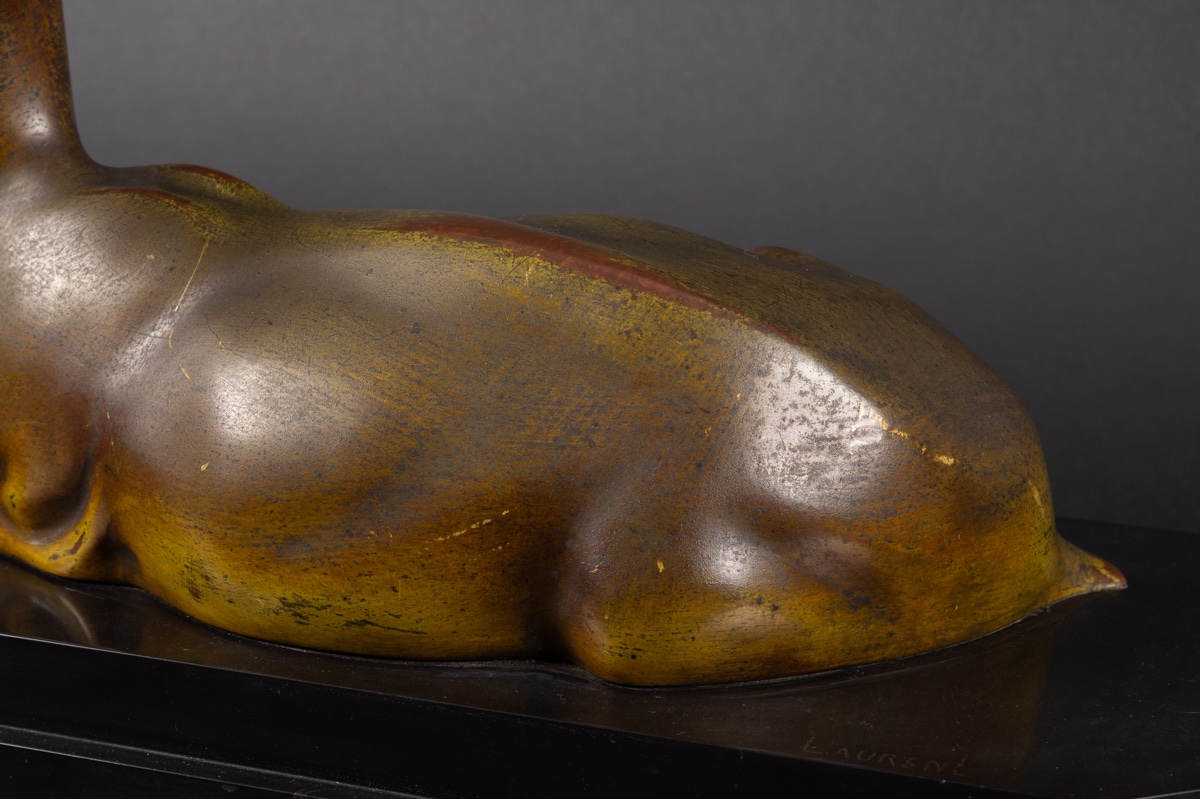 Gazelle - antilope couchée, Georges-Henri LAURENT (1880-1940), Art déco, France, années 20/30 -photo-6