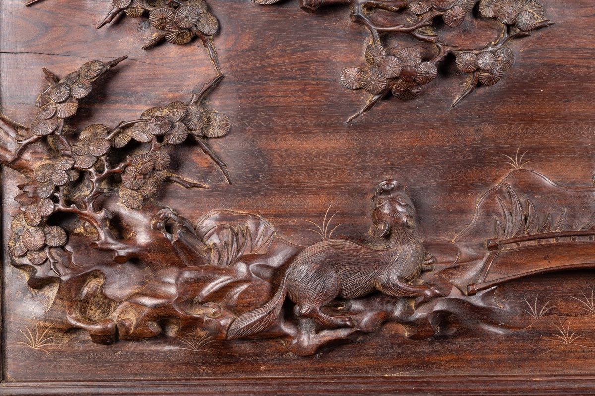 Bas-relief représentant des animaux, Vietnam, début du XXe siècle.-photo-1
