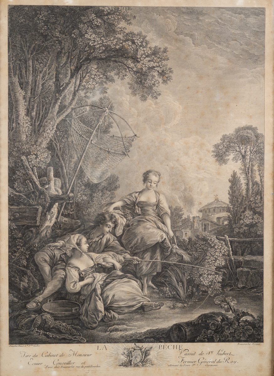 "fishing," By Jacques-firmin Beauvarlet (1731–1797), After F. Boucher; Etching, Ca. 1775.  -photo-2