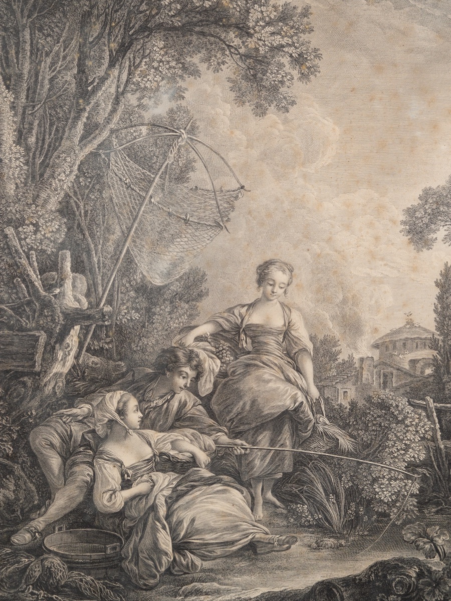"fishing," By Jacques-firmin Beauvarlet (1731–1797), After F. Boucher; Etching, Ca. 1775.  -photo-4