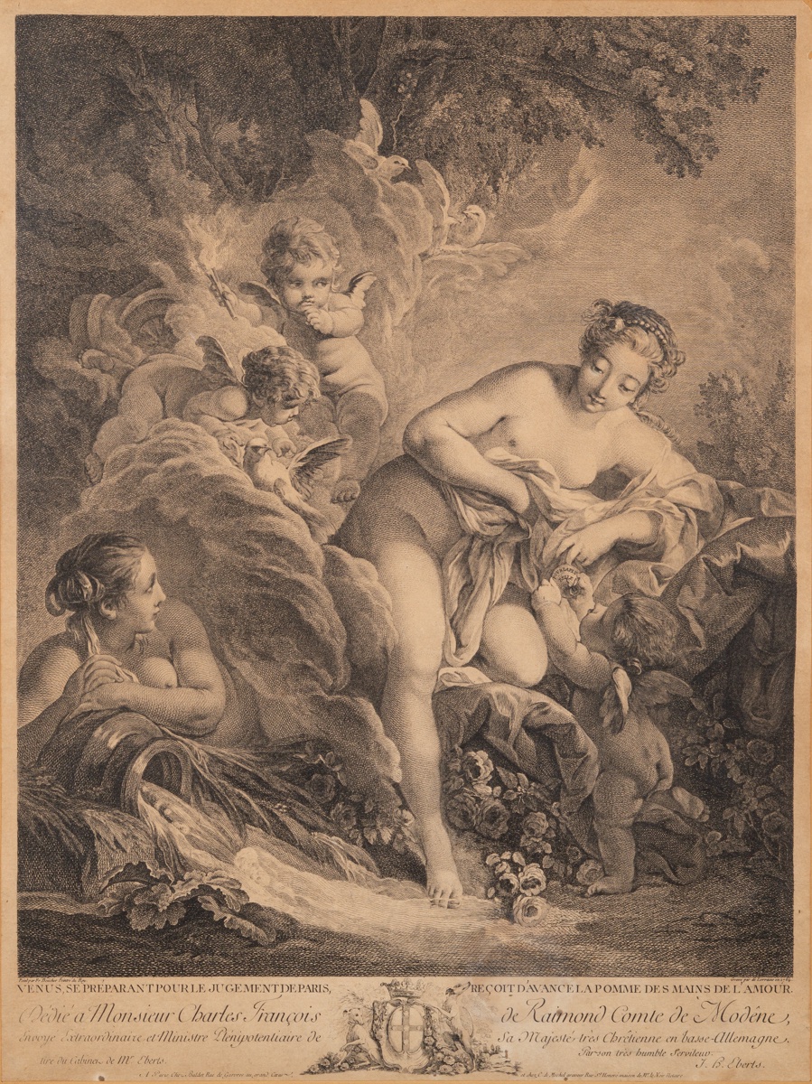 Venus Preparing For Paris's Judgment, Etching By Jean-baptiste De Lorraine After F. Boucher-photo-2