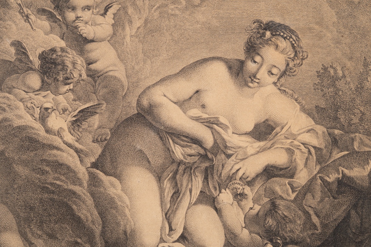 Venus Preparing For Paris's Judgment, Etching By Jean-baptiste De Lorraine After F. Boucher-photo-5